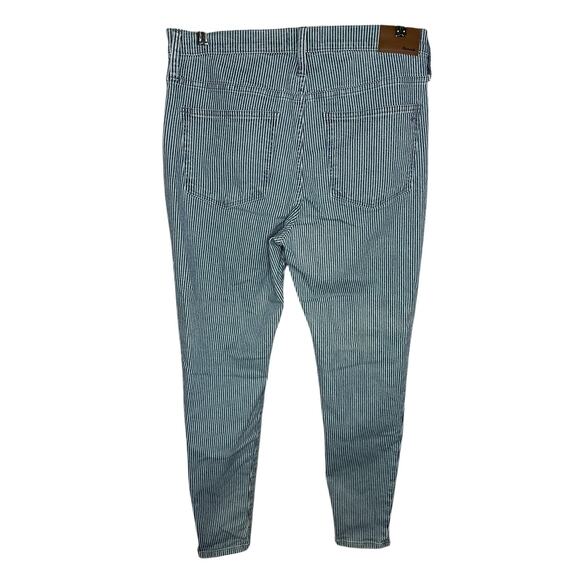 Madewell 9" Mid Rise Skinny Striped Jeans Pants Size 31 White Blue - Picture 7 of 9